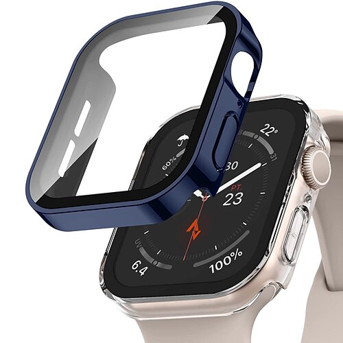 

Watch Case with Screen Protector Waterproof Watch Case Tempered Glass For Apple Watch Series 7 Cover 40mm 44mm 41mm 45mm Straight Edge Protector IWatch 6 SE 5 4
