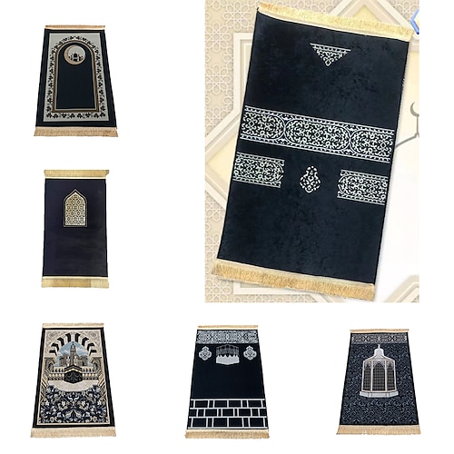

Muslim Prayer Rug Thick padded Sajadah, Islamic, Soft Velvet Mat Ramadan Eid Gift, for Women Man Kids Meditation Turkish African, Soft Luxury