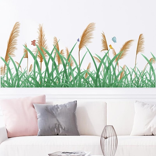 

new dog tail grass butterfly wall stickers living room bedroom porch corridor decoration skirting line waistline stickers mg93-4