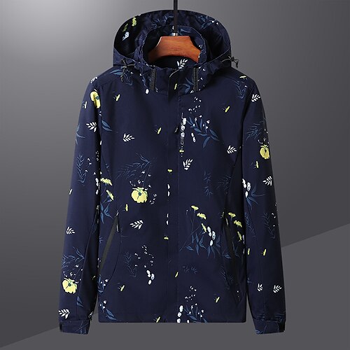 

Women's Hoodie Jacket Waterproof Windproof Outdoor Sport Going out Casual Daily Pocket Full Zip Print Zipper Hoodie Chic & Modern Modern Flower Regular Fit Outerwear Long Sleeve Winter Fall Navy Blue