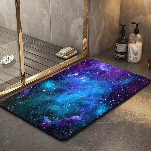 

Sky Pattern Diatomaceous Earth Super Absorbent Bathroom Bath Mats Creative Bathroom Rug Coral Velve New Design