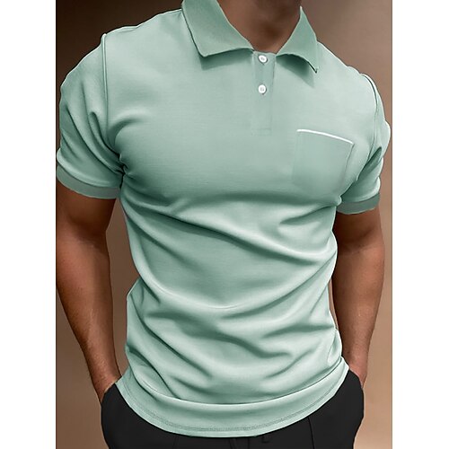 

Men's Collar Polo Shirt Golf Shirt Solid Color Turndown Green Outdoor Casual Short Sleeve Button-Down Clothing Apparel Casual Slim Fit / Summer / Summer / Work
