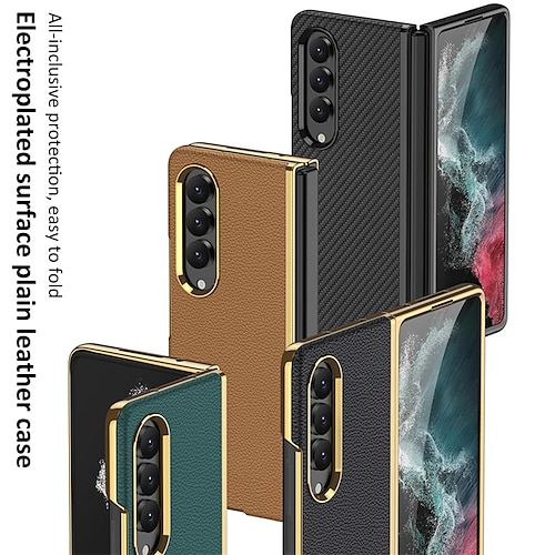 

telefon Etui Til Samsung Galaxy Flip Case Z Fold 4 Støtdempende ramme Flipp Helkroppsbeskyttende Ensfarget TPU PU lær