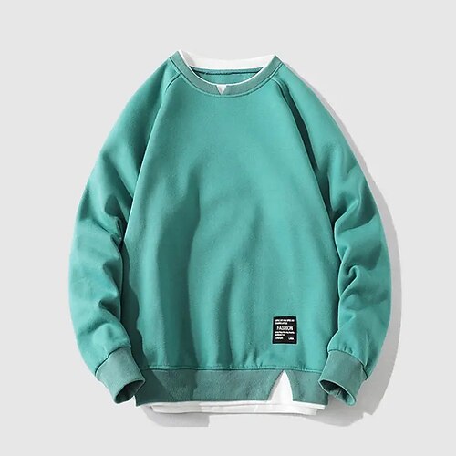 

Men's Sweatshirt Pullover Green Blue Khaki White Black Crew Neck Solid Color Sports & Outdoor Streetwear Casual Big and Tall Essential Winter Fall Clothing Apparel Hoodies Sweatshirts Long Sleeve