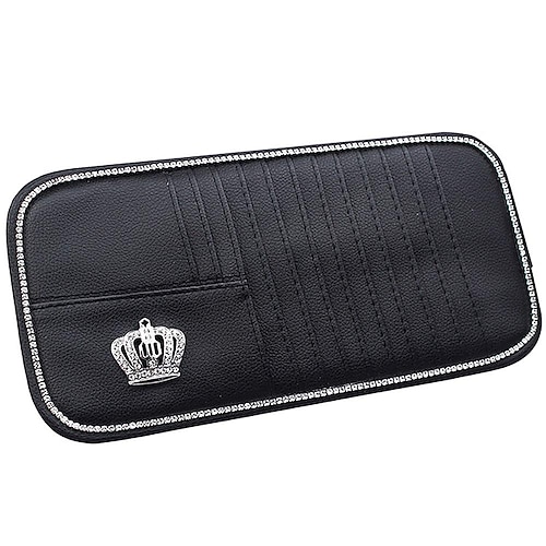 

Car CD Holders Sun Visor Disc Organizer Bling Crown Shiny Diamond Edging Auto Sun Visor Cards DVD Storage with 10 Slots 2 Card Pocketse