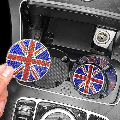

2pcs Bling Car Cup Holder Coaster 2.75 inch Anti-Slip Shockproof Universal Fashion Vehicle Car Coasters Insert Bling Crystal Rhinestone Auto Automotive Interior Accessories for Women