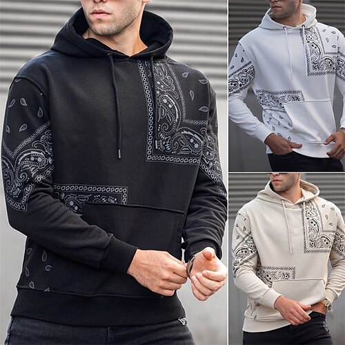 

Men's Hoodie Pullover Full Zip Hoodie Black Hooded Graphic Print Tribal Pocket Sports & Outdoor Streetwear Cool Designer Casual Winter Fall Clothing Apparel Hoodies Sweatshirts Long Sleeve / Spring