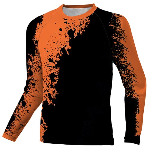 

Men's Downhill Jersey Long Sleeve Orange Graffiti Bike Breathable Quick Dry Polyester Spandex Sports Graffiti Clothing Apparel / Stretchy