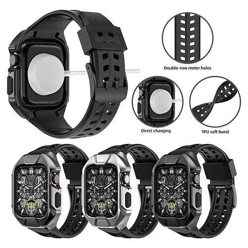 

1PC Smart Watch Band Compatible with Apple iWatch Series 6/5/4 / SE Series 7 SmartWatch Band with Case for iWatch Smartwatch Strap Wristband TPU Stainless Steel Waterproof Adjustable Breathable
