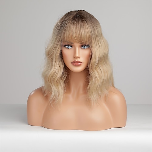 

Synthetic Wig Wavy With Bangs Machine Made Wig Medium Length A1 Synthetic Hair Women's Soft Party Easy to Carry Blonde Ombre Brown / Daily Wear / Party / Evening / Daily