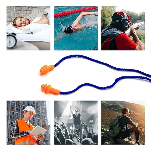 

20 Pairs Corded Ear Plugs Reusable Silicone Earplugs with String Banded Ear Plug Sleep Noise Cancelling for Hearing Protection