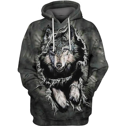 

Herren Unisex Hoodie Sweatshirt Kapuze Dunkelgray Mit Kapuze Tier Wolf Grafik-Drucke Bedruckt Sport Natur Täglich Sport 3D-Druck Basic Strassenmode Casual Frühling Herbst Bekleidung / Langarm