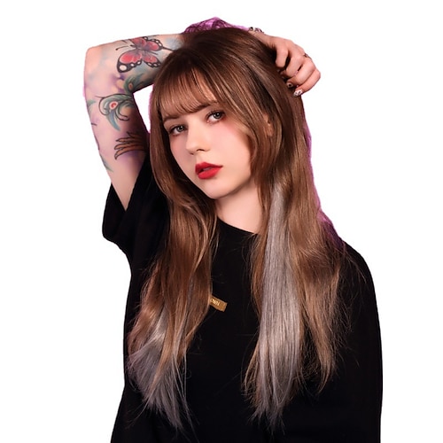

Multicolors Party Highlights Straight Hair Colorful Clip in Synthetic Hair Extensions in Multiple Colors Heat Resistant Long Hairpiece