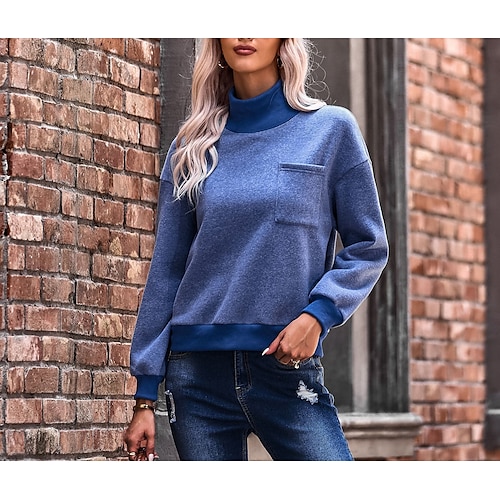 

Women's Sweatshirt Pullover Plain Pocket Daily Streetwear Streetwear Casual Clothing Apparel Hoodies Sweatshirts Blue Gray