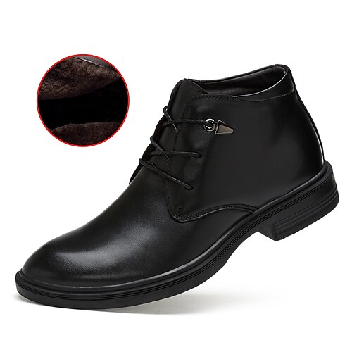 

Men's Boots Snow Boots Combat Boots Winter Boots Fleece lined Business Casual Classic Outdoor Daily Nappa Leather Booties / Ankle Boots Black Grey Black Winter Fall