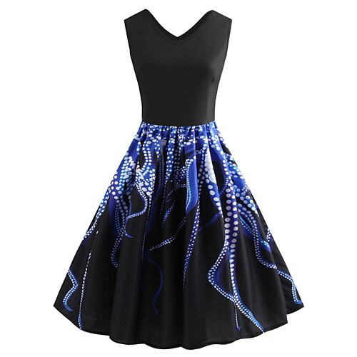 

Women's A Line Dress Party Dress Knee Length Dress Royal Blue Sleeveless Pure Color Print Spring Summer V Neck Party Stylish Party 2022 S M L XL XXL