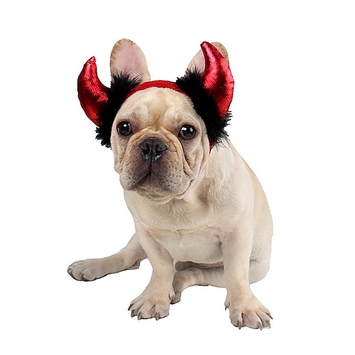 

Dog Headband Pet Accessories Plush Horns Vampire Little Devil Hat