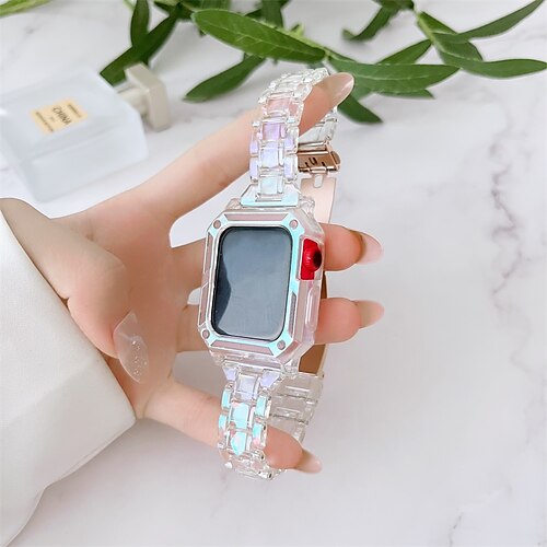 

1PC Smart Watch Band Compatible with Apple iWatch 38mm Series 3/2/1 42mm Series 3/2/1 40mm Series 6/5/4 / SE PC TPU Waterproof Luxury Adjustable Sport Band for iWatch Smartwatch Strap Wristband for