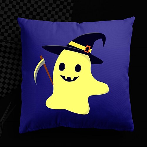 

Halloween UV Reactive Cushion Cover 1PC Soft Decorative Ghost Square Throw Pillow Cover Cushion Case Pillowcase for Bedroom Livingroom Superior Quality Machine Washable Indoor Cushion for Sofa Couch Bed Chair
