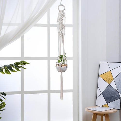 

Plant Hanger Holder Boho Ornament Art Decor Home Bedroom Living Room Decoration Nordic Handmade Tassel Cotton Flower Pot