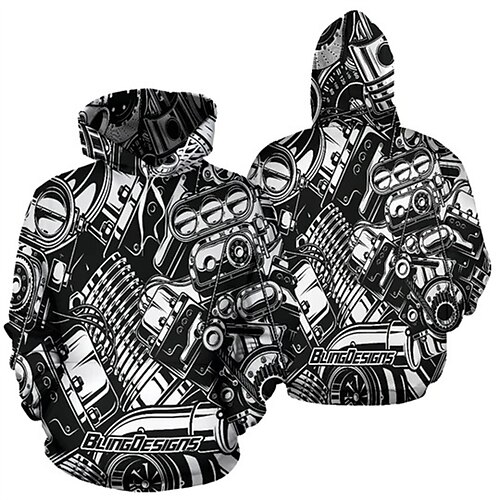 

Men's Unisex Hoodie Pullover Hoodie Sweatshirt Graphic Prints Machinery Print Hooded Daily Sports 3D Print Designer Casual Hoodies Sweatshirts Long Sleeve Black