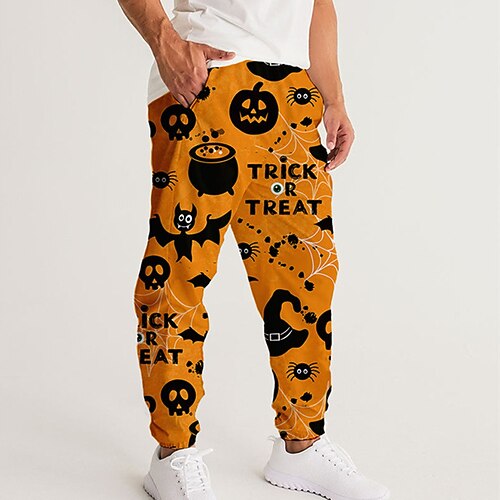 

Men's Sweatpants Joggers Trousers Drawstring Elastic Waist 3D Print Pumpkin Graphic Prints Bat Comfort Breathable Halloween Sports Outdoor Casual Streetwear Designer Orange Micro-elastic / Elasticity