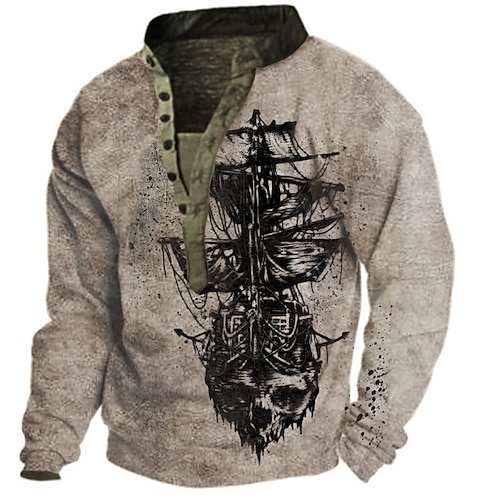 

Men's Unisex Sweatshirt Pullover Graphic Prints Print Casual Daily Sports 3D Print Streetwear Designer Sailboat Hoodies Sweatshirts Long Sleeve Gray