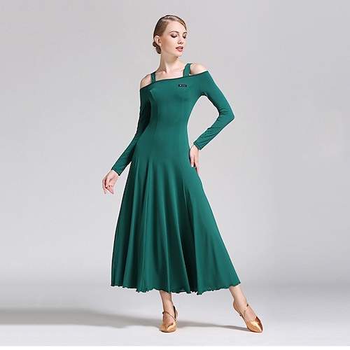 

Ballroom Dance Dress Pure Color Women's Performance Daily Wear Long Sleeve Milk Fiber