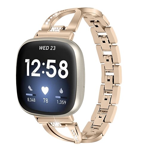 

1PC Smart Watch Band Compatible with Fitbit Versa 3 / Sense Stainless Steel Smartwatch Strap Adjustable Shockproof Metal Band Replacement Wristband