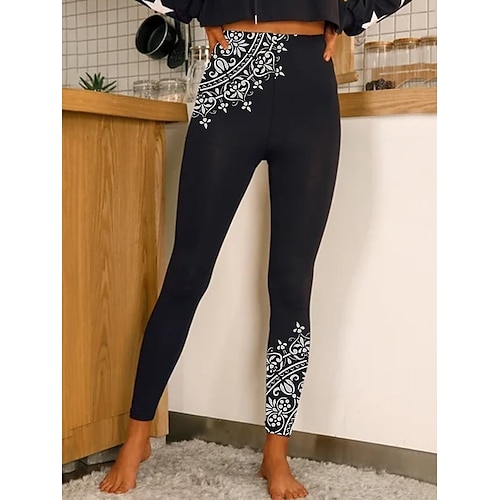 

Women's Yoga Pants Tummy Control Butt Lift High Waist Yoga Fitness Gym Workout Cropped Leggings Graphic Patterned Black Sports Activewear High Elasticity 21Grams / Athletic / Athleisure