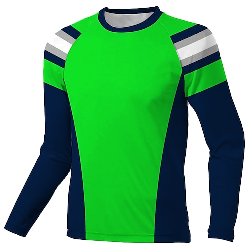 

Men's Downhill Jersey Long Sleeve Green Patchwork Bike Breathable Quick Dry Polyester Spandex Sports Patchwork Clothing Apparel / Stretchy