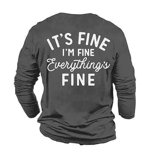

Men's Unisex T shirt Tee Letter Graphic Prints Crew Neck Dark Gray Long Sleeve 3D Print Outdoor Street Print Tops Basic Vintage Sports Designer