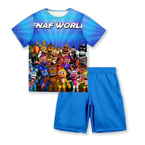 

Kids Boys T-shirt Shorts Clothing Set 2 Pieces Short Sleeve Blue Cartoon Letter Crewneck Print Street Sports Vacation Fashion Comfort Cool Daily 3-13 Years