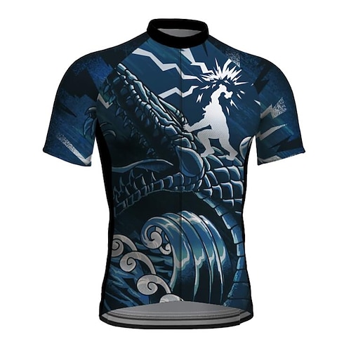 

21Grams Men's Cycling Jersey Short Sleeve Bike Jacket Tracksuit Jersey with 3 Rear Pockets Mountain Bike MTB Road Bike Cycling Cycling Breathable Quick Dry Reflective Strips Navy Graphic Animal