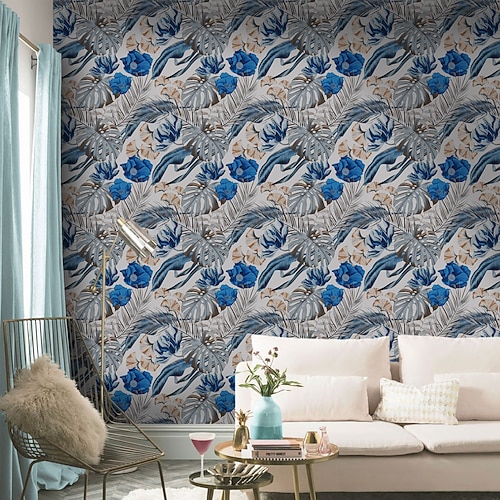 

Plants Multicolor Flowers Frosted Texture Wallpaper Living Room Tv Background Wall Decoration Waterproof Self-adhesive Wallpaper Wallpaper