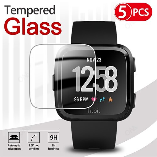 

5pc 9H Premium Tempered Glass for Fitbit Versa and Versa Lite Smart Watch Screen Protector Film Accessories (Not for Versa 2)