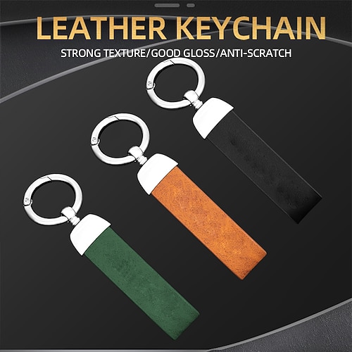 

New Model Style For Car Auto Genuine Leather Tow Straps Material Smooth Surface Car Key Ring Chain Car Interior Keychain