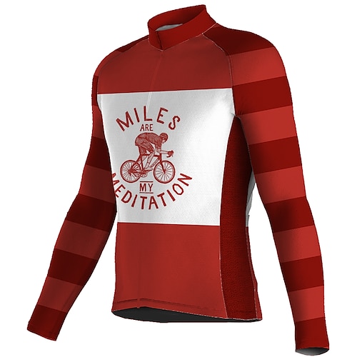 

21Grams Men's Cycling Jersey Long Sleeve Bike Top with 3 Rear Pockets Mountain Bike MTB Road Bike Cycling Breathable Quick Dry Moisture Wicking Reflective Strips Red Graphic Polyester Spandex Sports