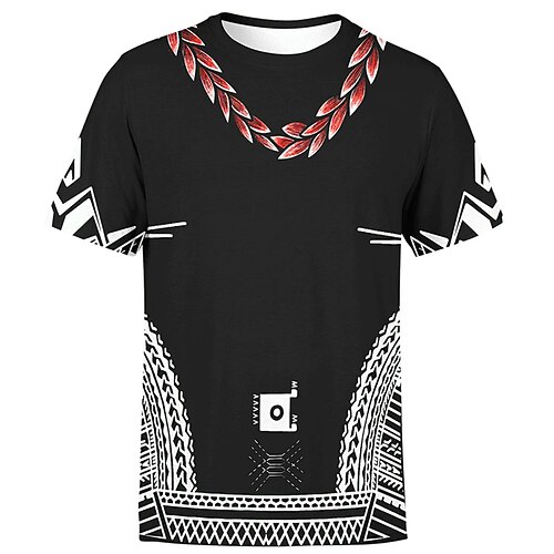 

Men's Unisex T shirt Tee 3D Print Tribal Graphic Prints Crew Neck Street Daily Print Short Sleeve Tops Casual Comfortable Big and Tall Sports Black / Summer