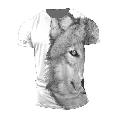 

Men's Unisex T shirt Tee Wolf Graphic Prints Crew Neck Gray 3D Print Outdoor Street Short Sleeve Print Clothing Apparel Sports Casual Classic Big and Tall / Summer / Summer