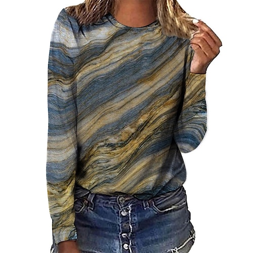 

Women's T-Shirt Graphic Patterned Abstract Daily Weekend Shirt Long Sleeve Print Tee Tops Casual Streetwear / 3D Print