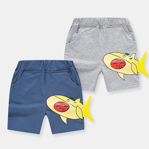 

Kids Boys Shorts Blue Gray Shark Spring Summer Active Sport 3-10 Years
