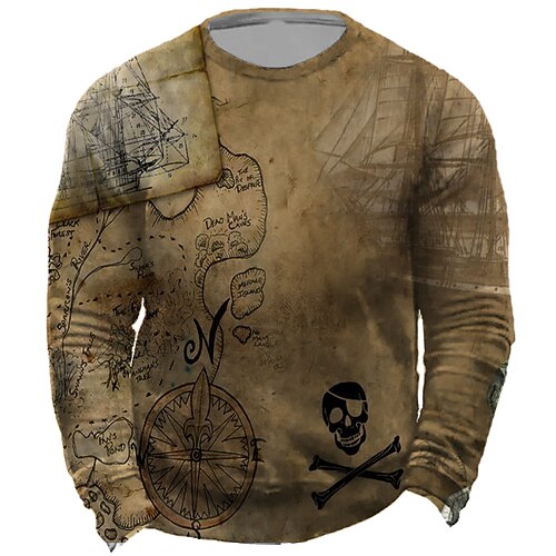 

Men's Unisex Sweatshirt Pullover Skull Graphic Prints Print Daily Sports Holiday 3D Print Streetwear Designer Hoodies Sweatshirts Long Sleeve Brown