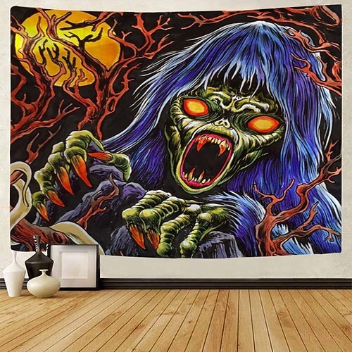 

Halloween Party Wall Tapestry Art Decor Blanket Curtain Hanging Home Bedroom Decoration Polyester Skull Ghost Spider