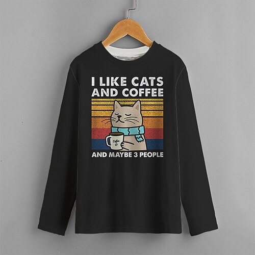 

Kids Boys T shirt Animal Outdoor 3D Print Long Sleeve Crewneck Active 3-12 Years Winter Black
