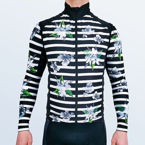 

21Grams Men's Cycling Jersey Long Sleeve Bike Top with 3 Rear Pockets Mountain Bike MTB Road Bike Cycling Breathable Quick Dry Moisture Wicking Reflective Strips Black Polyester Spandex Sports