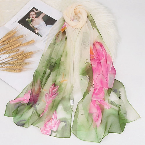 

Women's Scarves Shawl Party Halloween Gift Flowers Chiffon Vintage Retro 1 PC