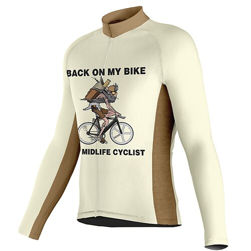 

21Grams Men's Cycling Jersey Long Sleeve Bike Top with 3 Rear Pockets Mountain Bike MTB Road Bike Cycling Breathable Quick Dry Moisture Wicking Reflective Strips Khaki Graphic Polyester Spandex Sports