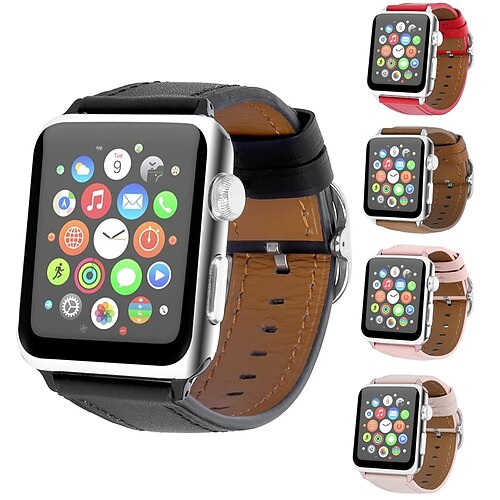 

1PC Smart Watch Band Compatible with Apple iWatch Series 8 7 6 5 4 3 2 1 SE Leather Loop for iWatch Smartwatch Strap Wristband Genuine Leather Adjustable Breathable Quick Release