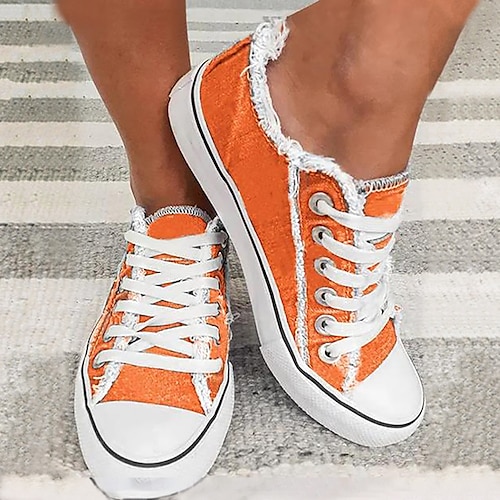 

Dame Unisex Treningssko Lerretsko Halloween Daglig Vinter Fritid Lerret Snøring Ensfarget Oransje